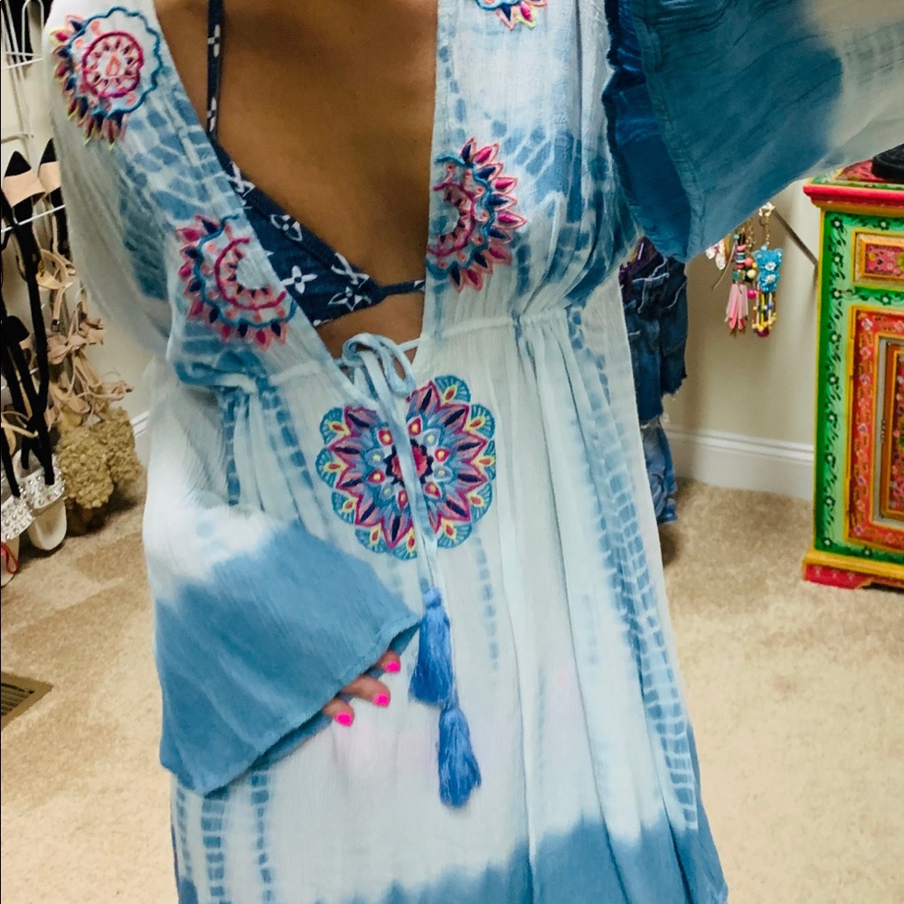Tie dye embroidered dress